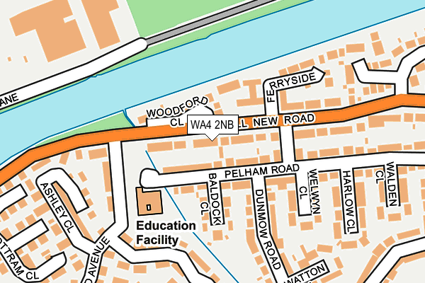WA4 2NB map - OS OpenMap – Local (Ordnance Survey)