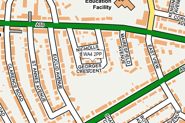 WA4 2PP map - OS OpenMap – Local (Ordnance Survey)