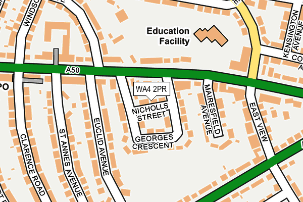 WA4 2PR map - OS OpenMap – Local (Ordnance Survey)