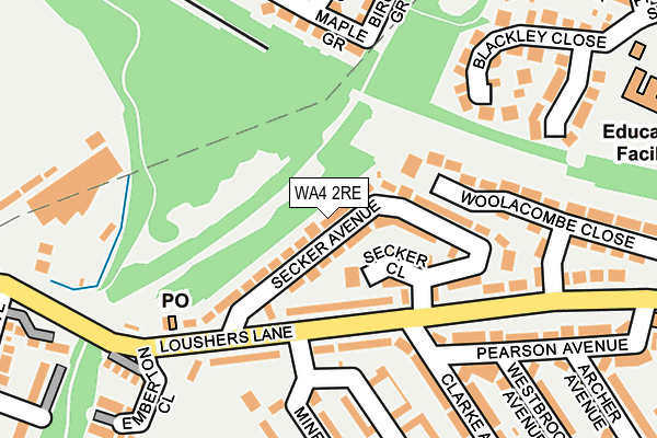 WA4 2RE map - OS OpenMap – Local (Ordnance Survey)