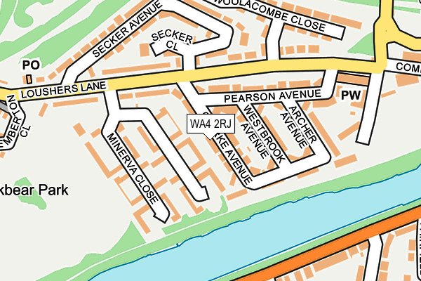 WA4 2RJ map - OS OpenMap – Local (Ordnance Survey)