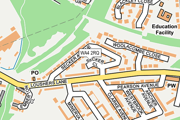 WA4 2RQ map - OS OpenMap – Local (Ordnance Survey)