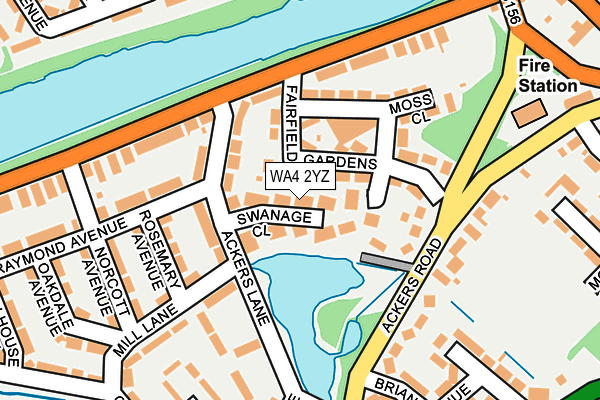 WA4 2YZ map - OS OpenMap – Local (Ordnance Survey)
