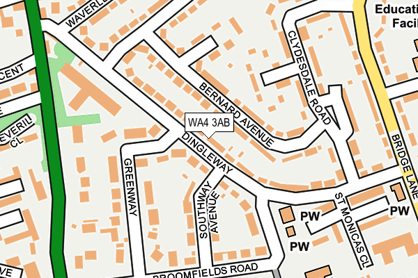 WA4 3AB map - OS OpenMap – Local (Ordnance Survey)