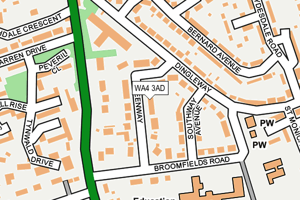 WA4 3AD map - OS OpenMap – Local (Ordnance Survey)