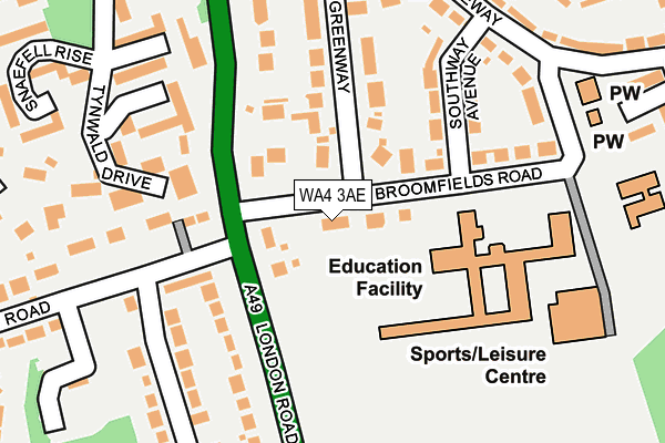 WA4 3AE map - OS OpenMap – Local (Ordnance Survey)