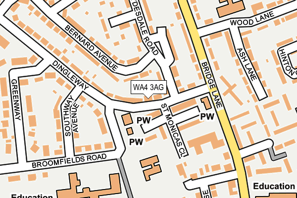 WA4 3AG map - OS OpenMap – Local (Ordnance Survey)