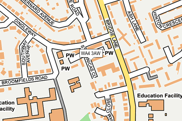 WA4 3AW map - OS OpenMap – Local (Ordnance Survey)