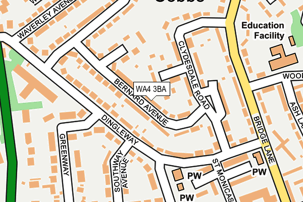 WA4 3BA map - OS OpenMap – Local (Ordnance Survey)