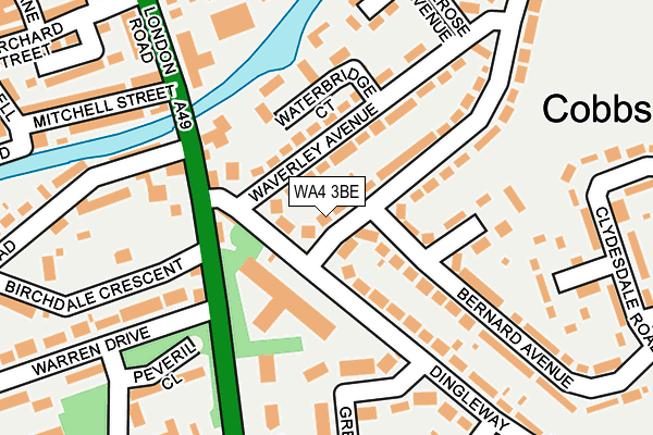 WA4 3BE map - OS OpenMap – Local (Ordnance Survey)