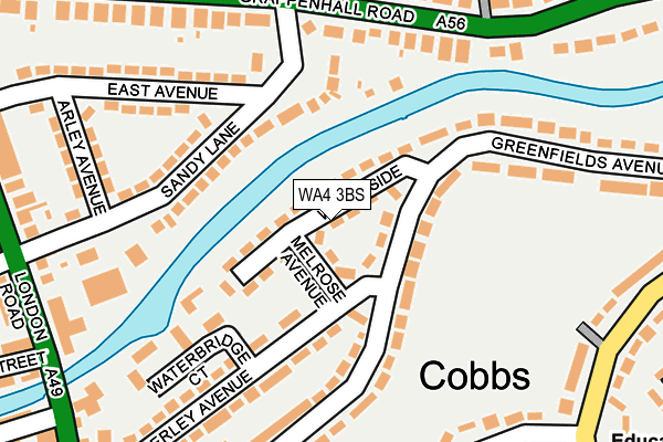 WA4 3BS map - OS OpenMap – Local (Ordnance Survey)