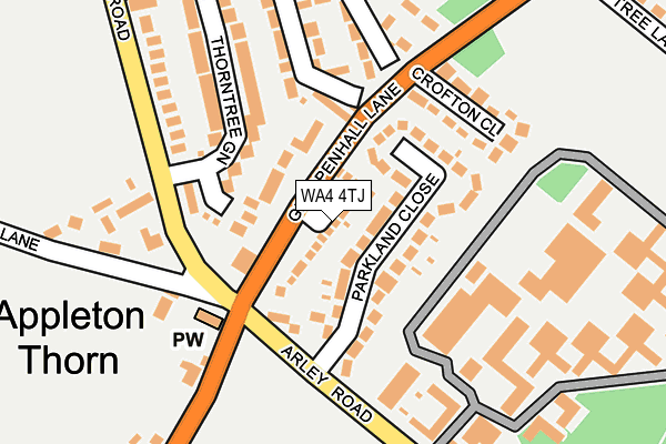 WA4 4TJ map - OS OpenMap – Local (Ordnance Survey)