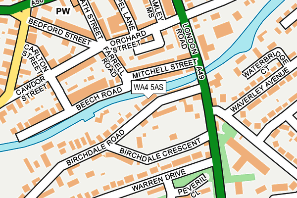 WA4 5AS map - OS OpenMap – Local (Ordnance Survey)