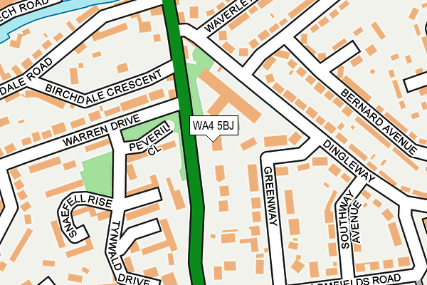 WA4 5BJ map - OS OpenMap – Local (Ordnance Survey)