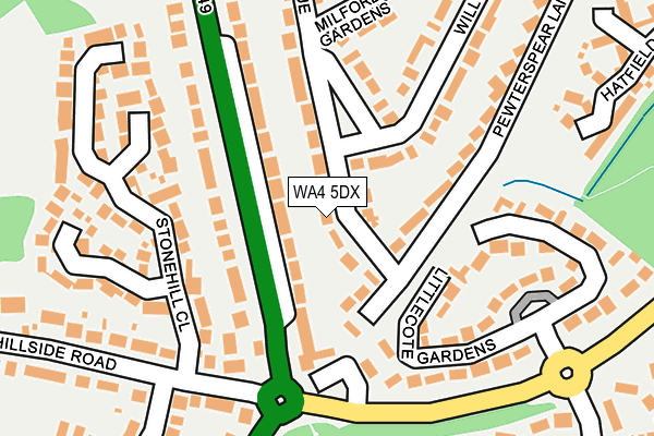 WA4 5DX map - OS OpenMap – Local (Ordnance Survey)