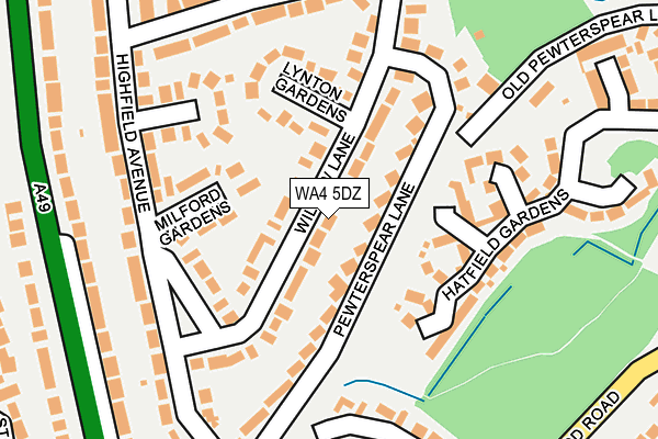 WA4 5DZ map - OS OpenMap – Local (Ordnance Survey)
