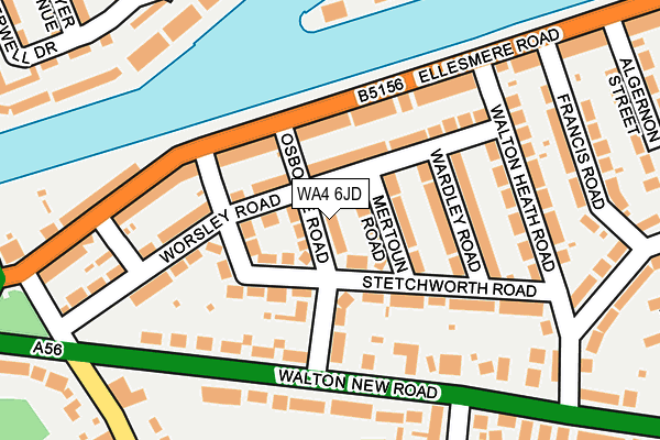 WA4 6JD map - OS OpenMap – Local (Ordnance Survey)