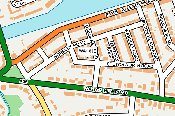 WA4 6JE map - OS OpenMap – Local (Ordnance Survey)