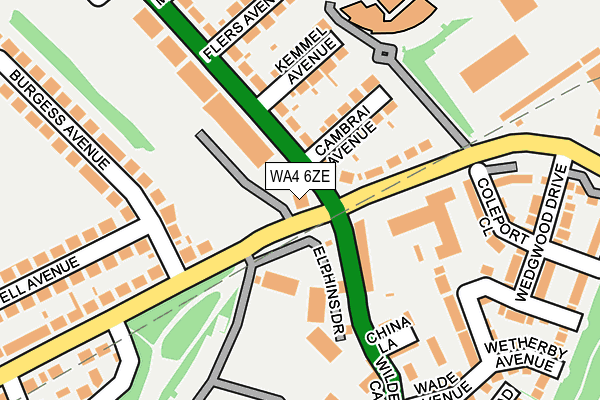 WA4 6ZE map - OS OpenMap – Local (Ordnance Survey)