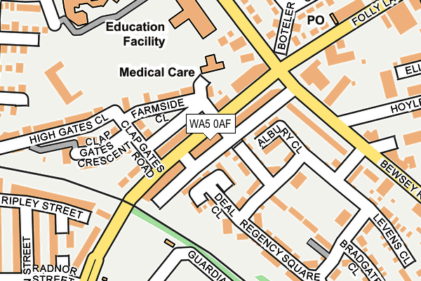 WA5 0AF map - OS OpenMap – Local (Ordnance Survey)