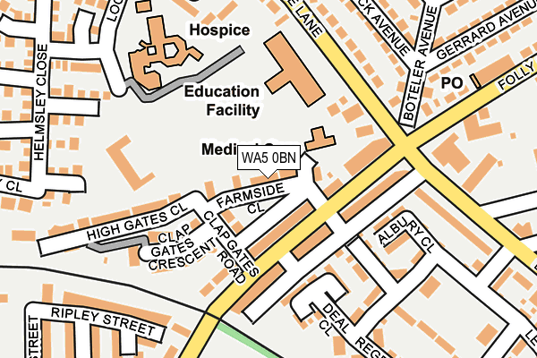 WA5 0BN map - OS OpenMap – Local (Ordnance Survey)