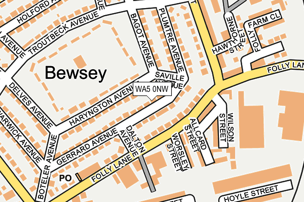 WA5 0NW map - OS OpenMap – Local (Ordnance Survey)