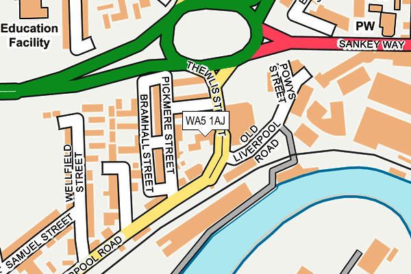 WA5 1AJ map - OS OpenMap – Local (Ordnance Survey)