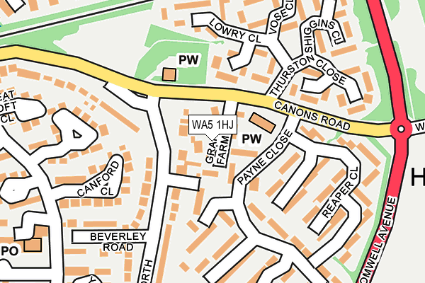 WA5 1HJ map - OS OpenMap – Local (Ordnance Survey)