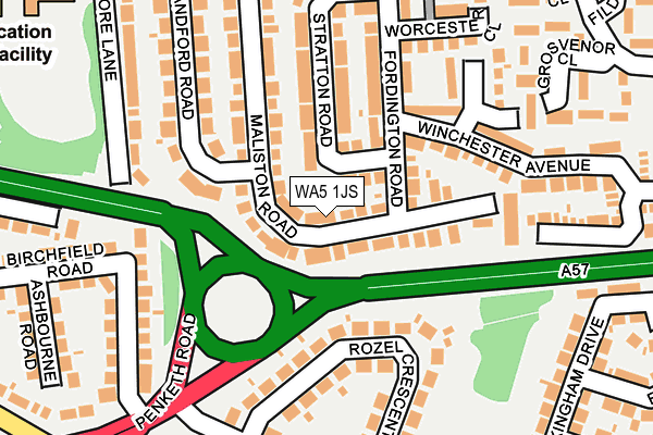 WA5 1JS map - OS OpenMap – Local (Ordnance Survey)