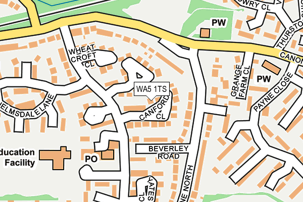 WA5 1TS map - OS OpenMap – Local (Ordnance Survey)