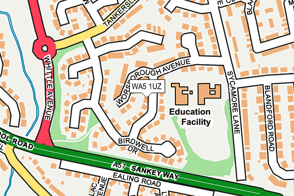 WA5 1UZ map - OS OpenMap – Local (Ordnance Survey)
