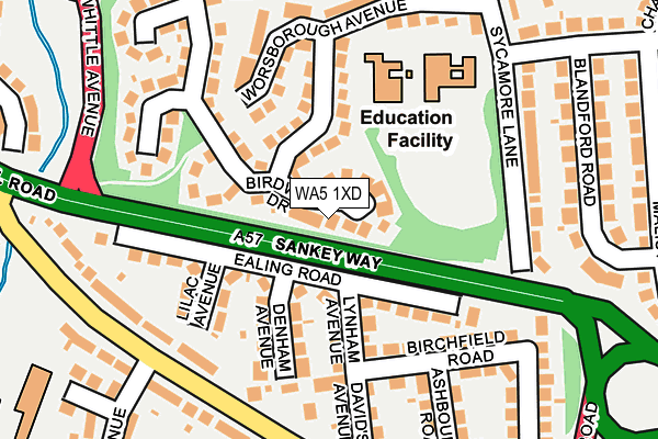 WA5 1XD map - OS OpenMap – Local (Ordnance Survey)