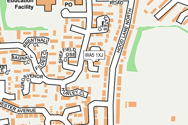 WA5 1XJ map - OS OpenMap – Local (Ordnance Survey)