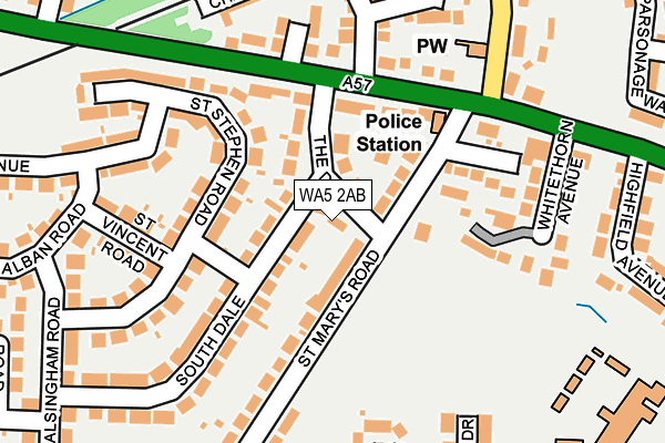 WA5 2AB map - OS OpenMap – Local (Ordnance Survey)