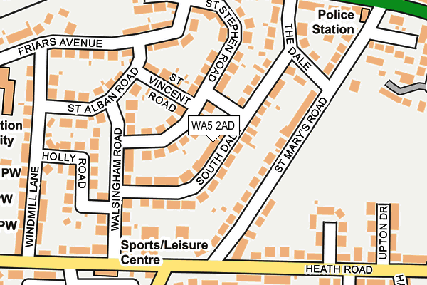 WA5 2AD map - OS OpenMap – Local (Ordnance Survey)