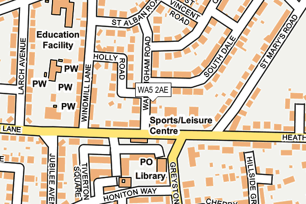 WA5 2AE map - OS OpenMap – Local (Ordnance Survey)