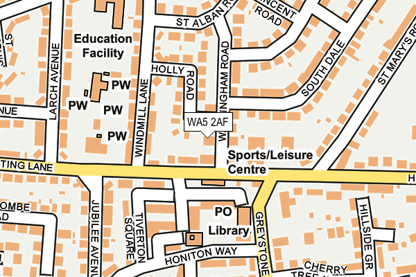 WA5 2AF map - OS OpenMap – Local (Ordnance Survey)