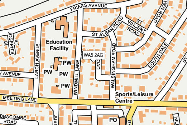 WA5 2AG map - OS OpenMap – Local (Ordnance Survey)