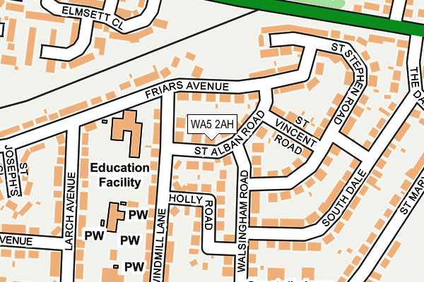 WA5 2AH map - OS OpenMap – Local (Ordnance Survey)