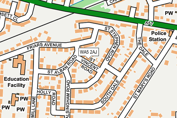 WA5 2AJ map - OS OpenMap – Local (Ordnance Survey)