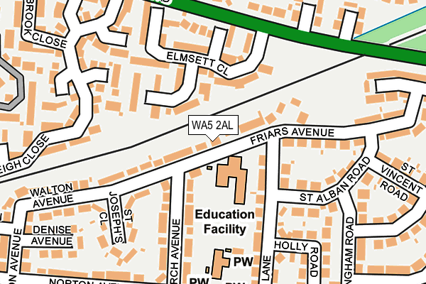 WA5 2AL map - OS OpenMap – Local (Ordnance Survey)