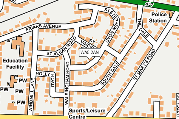 WA5 2AN map - OS OpenMap – Local (Ordnance Survey)