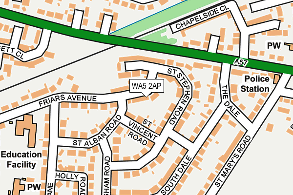 WA5 2AP map - OS OpenMap – Local (Ordnance Survey)
