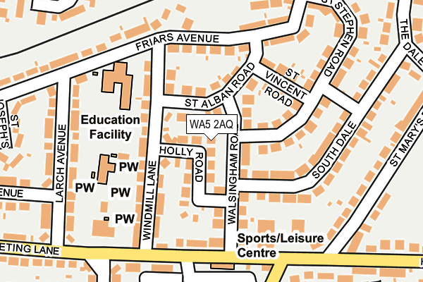WA5 2AQ map - OS OpenMap – Local (Ordnance Survey)