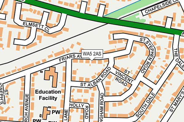 WA5 2AS map - OS OpenMap – Local (Ordnance Survey)