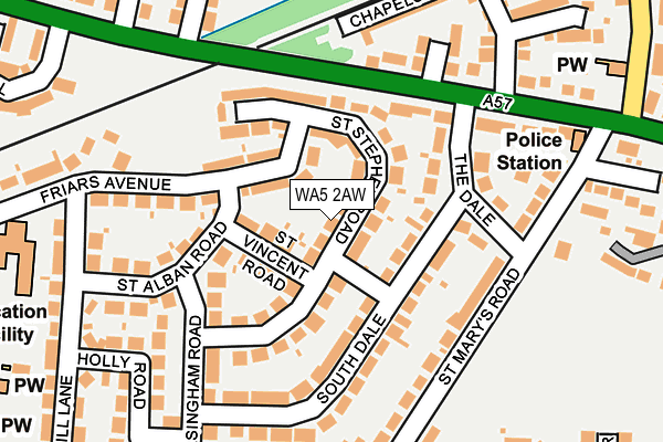 WA5 2AW map - OS OpenMap – Local (Ordnance Survey)