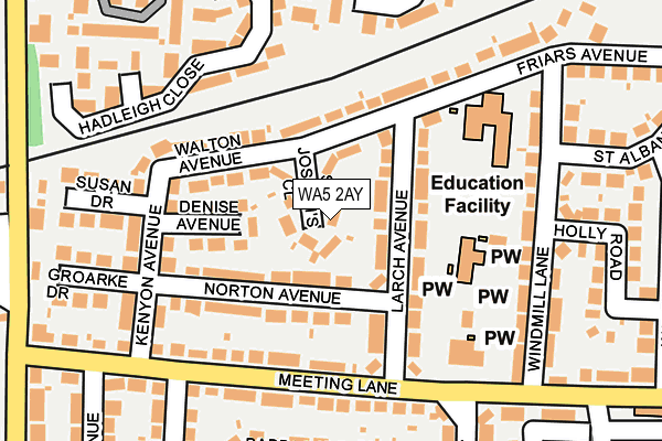 WA5 2AY map - OS OpenMap – Local (Ordnance Survey)