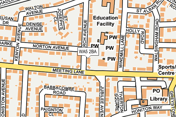 WA5 2BA map - OS OpenMap – Local (Ordnance Survey)