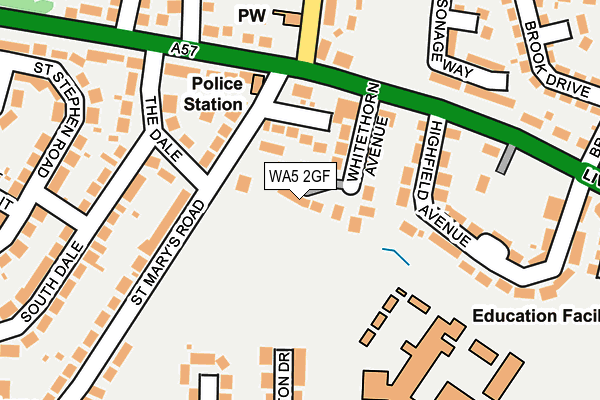 WA5 2GF map - OS OpenMap – Local (Ordnance Survey)