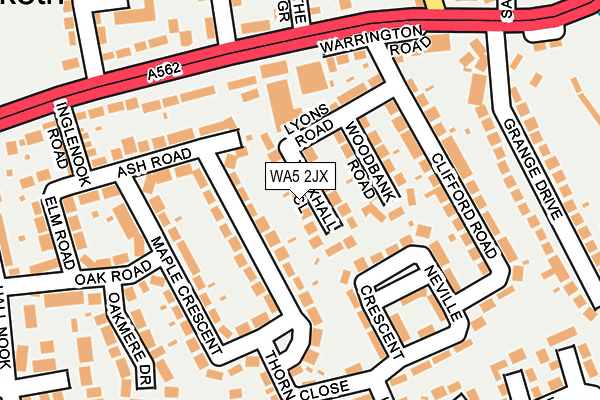 WA5 2JX map - OS OpenMap – Local (Ordnance Survey)